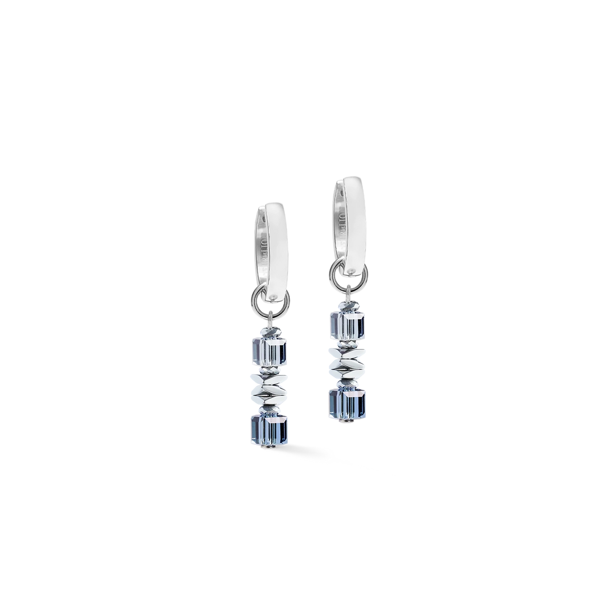 Wave Cube Flow Silver-Blue Hoop | Earrings