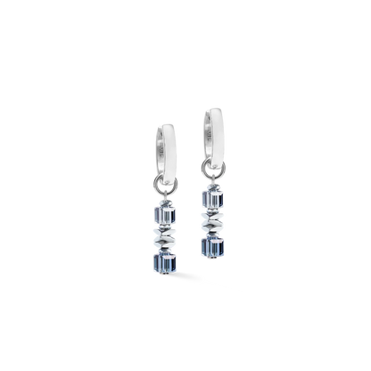 Wave Cube Flow Silver-Blue Hoop | Earrings