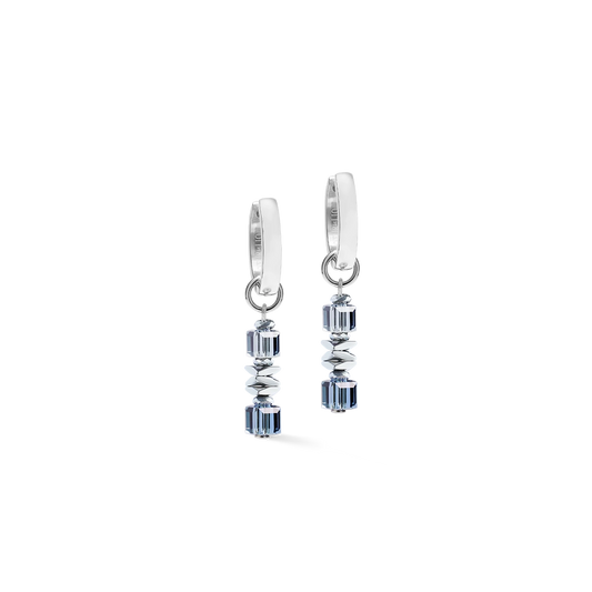 Wave Cube Flow Silver-Blue Hoop | Earrings