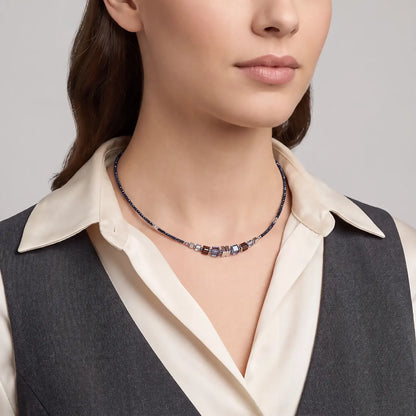 Wave Cube Flow Silver-Blue | Necklace