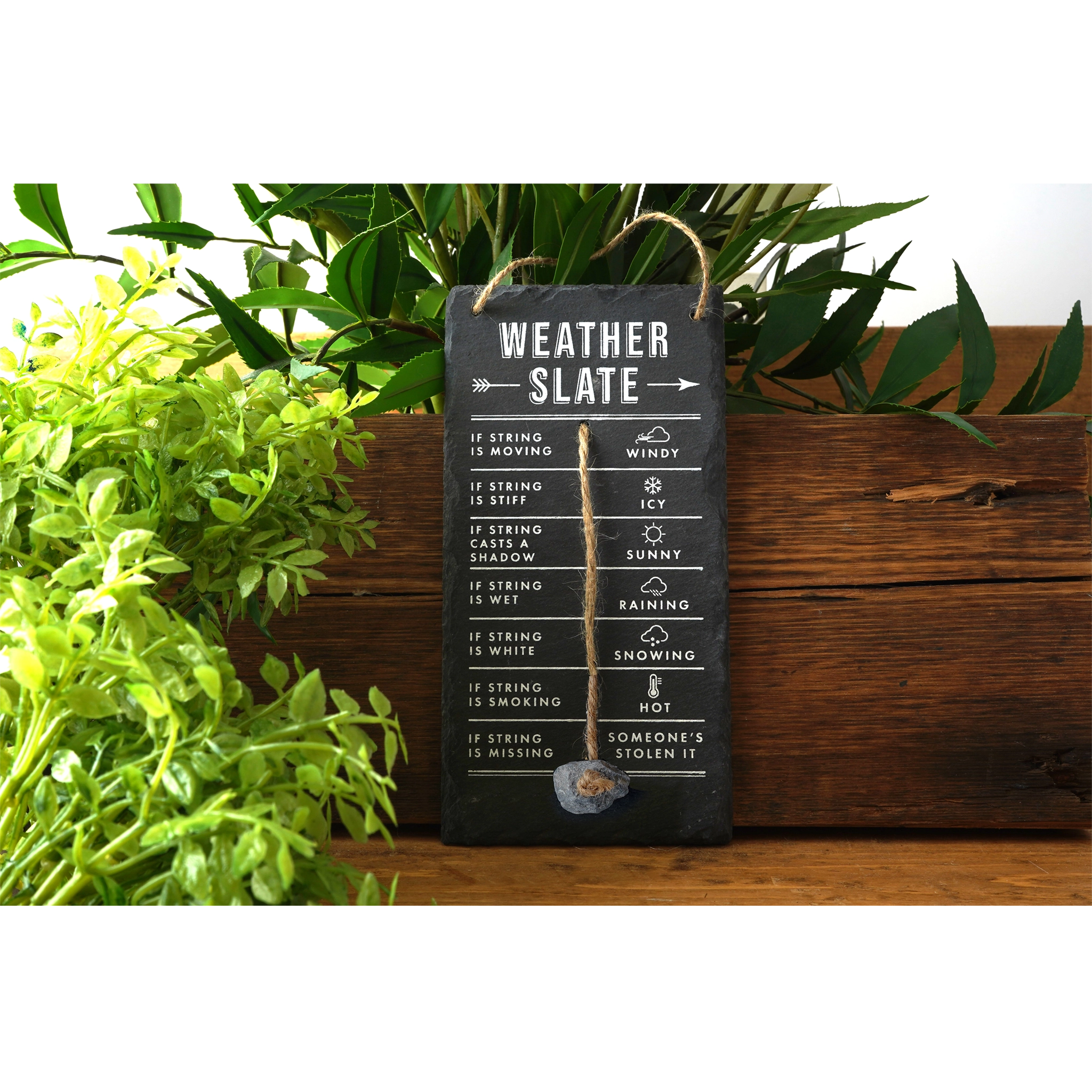 Slate plaque decorated with instructions to determine the weather!