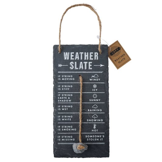 Slate plaque decorated with instructions to determine the weather!