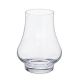 Whisky nosing glass with tapered top and wide base 