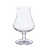 Stemmed whisky nosing glass with wide base and a tapered top