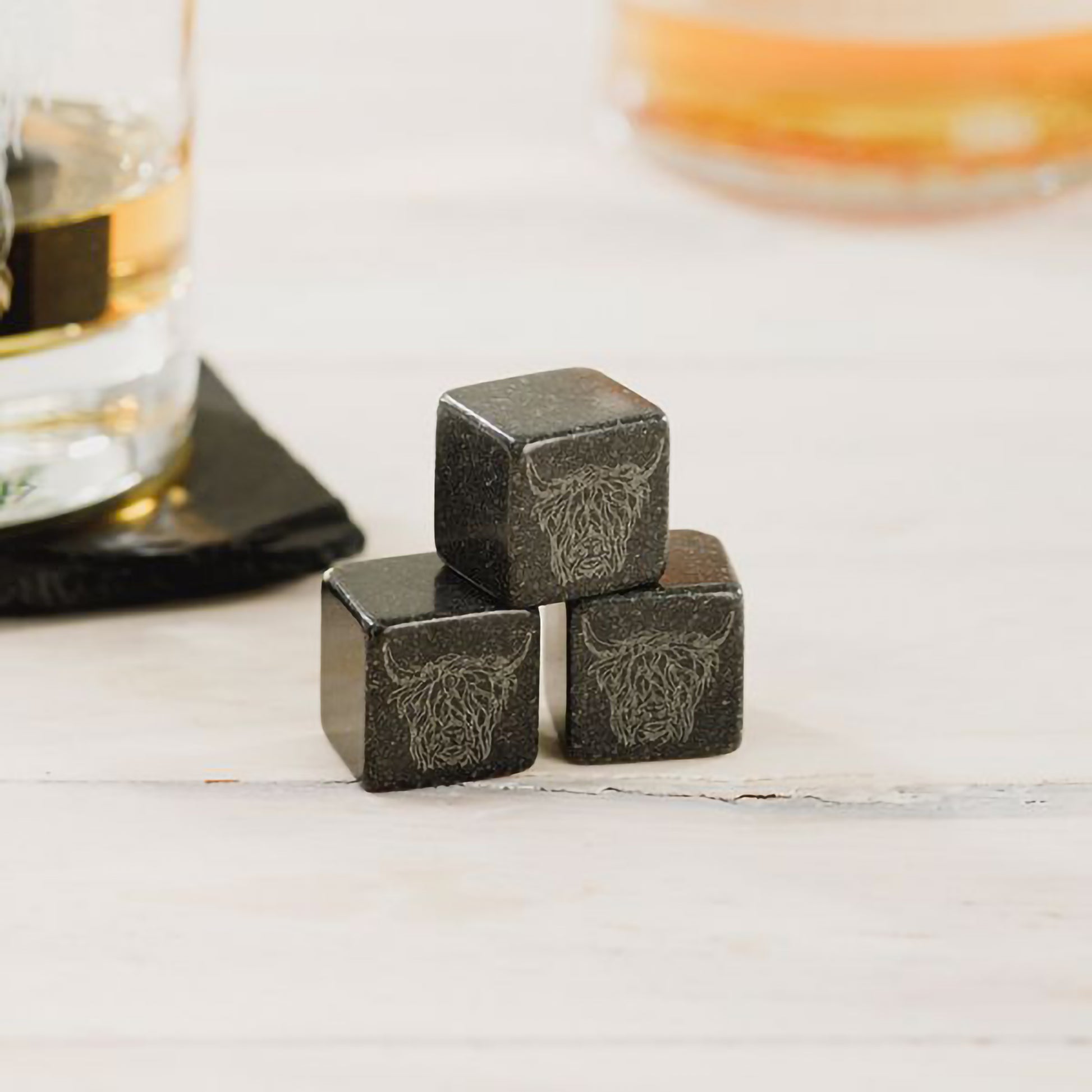Whiskey Stones – Set Of 4 Gold Coin Chilling Stones With Ice Tongs, Reusable Drink Coolers