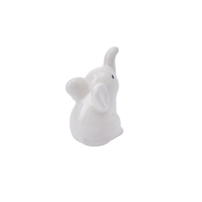 White ceramic elephant figurine from the back