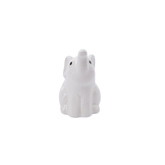 White ceramic elephant figurine from the front