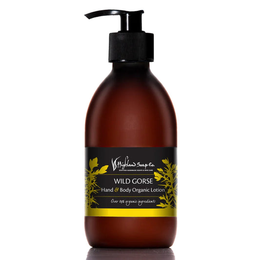 Amber pump bottle with wild gorse hand & body lotion