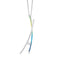 Silver pendant with two strands, one silver and one in blue green enamel, with cubic zirconia stone in a silver chain