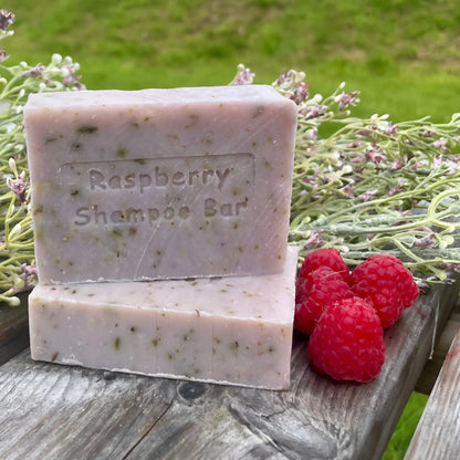 Bars of wild Scottish raspberry shampoo by The Highland Soap Co. lifestyle