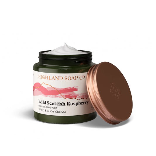 Highland Soap Co. pot of wild Scottish raspberry hand and body cream