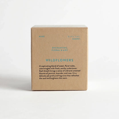 Wildflowers scented candle with scent details on box