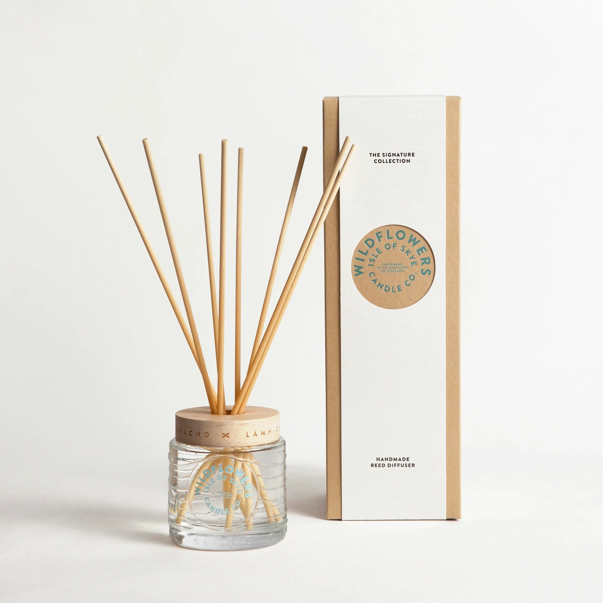 Wildflowers scented reed diffuser in glass container with box