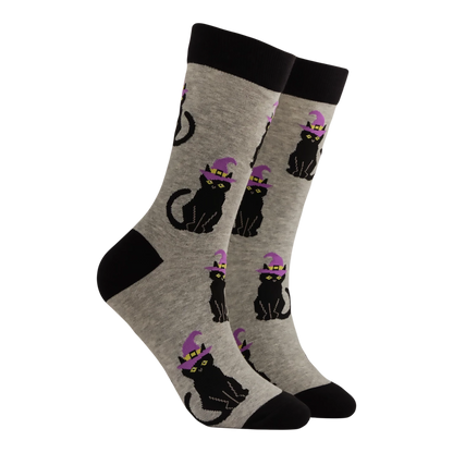 Witchy Cat Socks | Grey