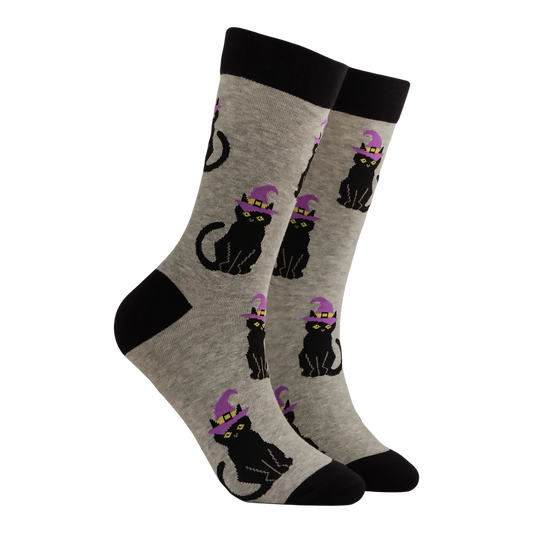 Witchy Cat Socks | Grey