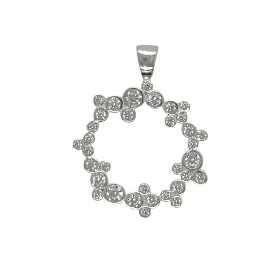 Round wreath shaped pendant of CZ stones in different sizes