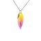 A titanium drop flower shaped pendant with yellow and pink ombre