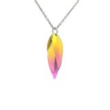 A titanium drop flower shaped pendant with yellow and pink ombre