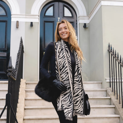 Zebra Animal Print Scarf | Black & White