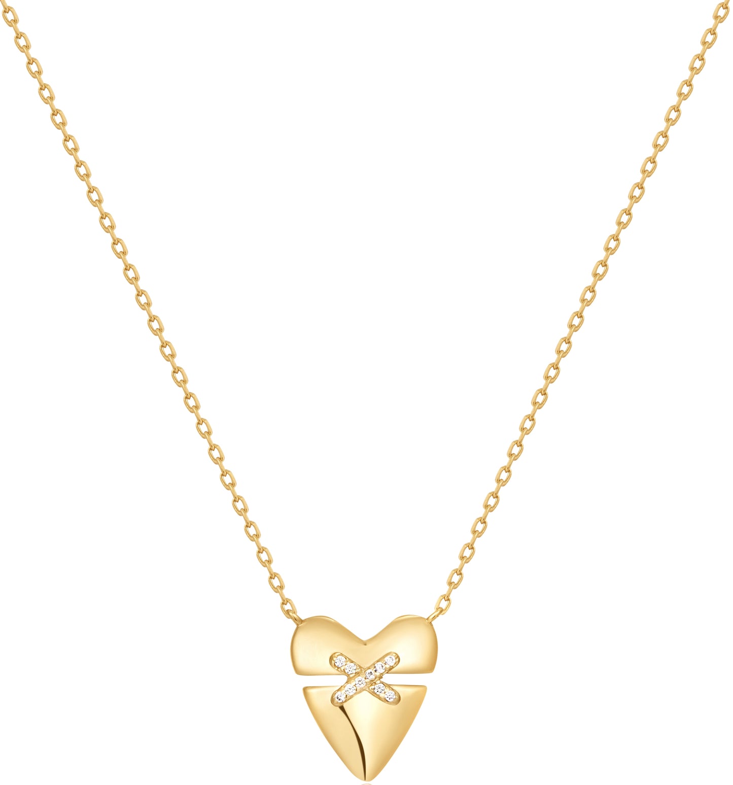 Gold Heart Kiss Pavé Necklace