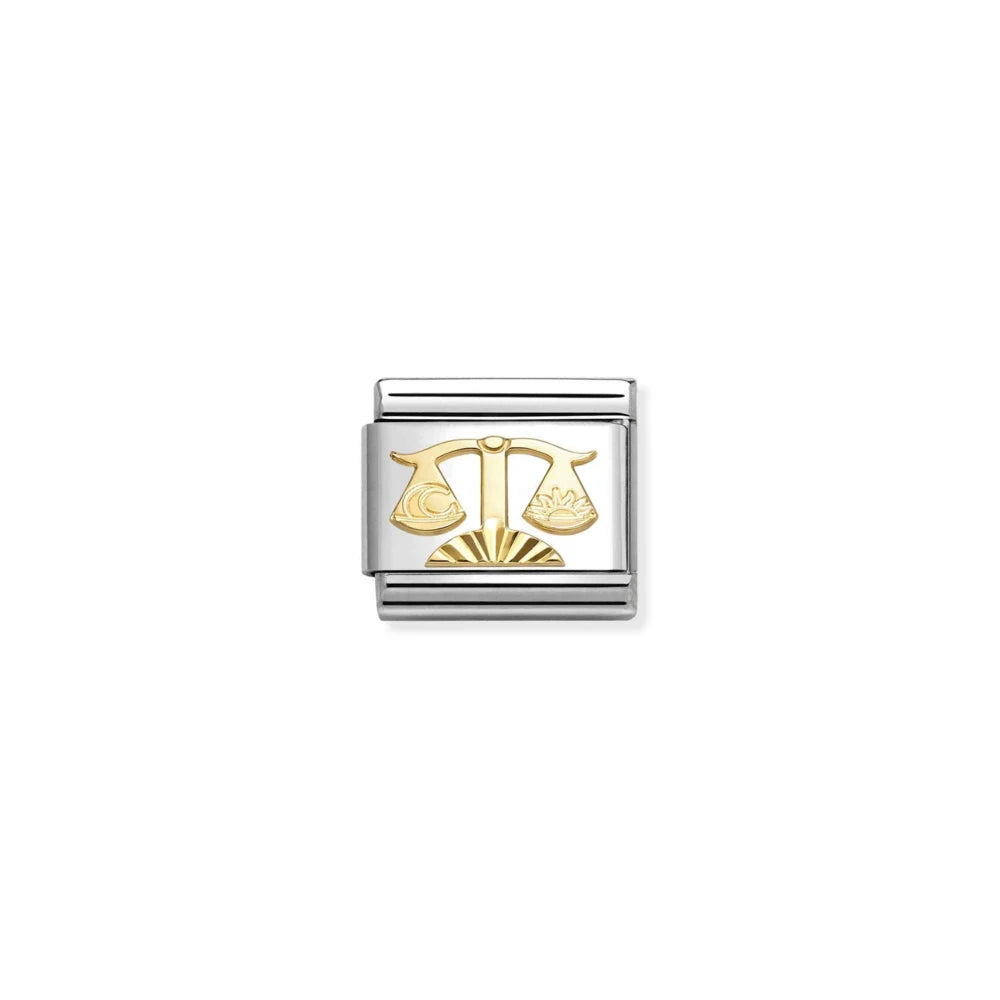 Diamond Coated Libra Star Sign Link | 18K Gold