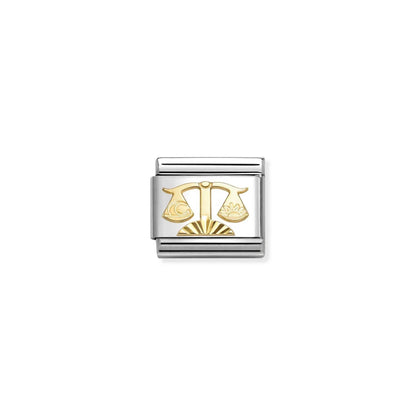 Diamond Coated Libra Star Sign Link | 18K Gold