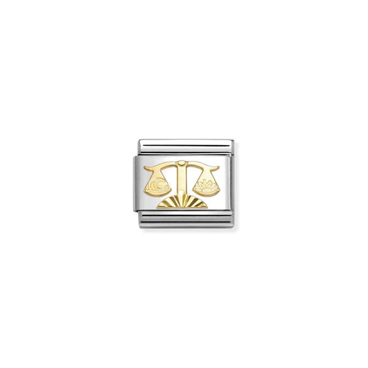 Diamond Coated Libra Star Sign Link | 18K Gold