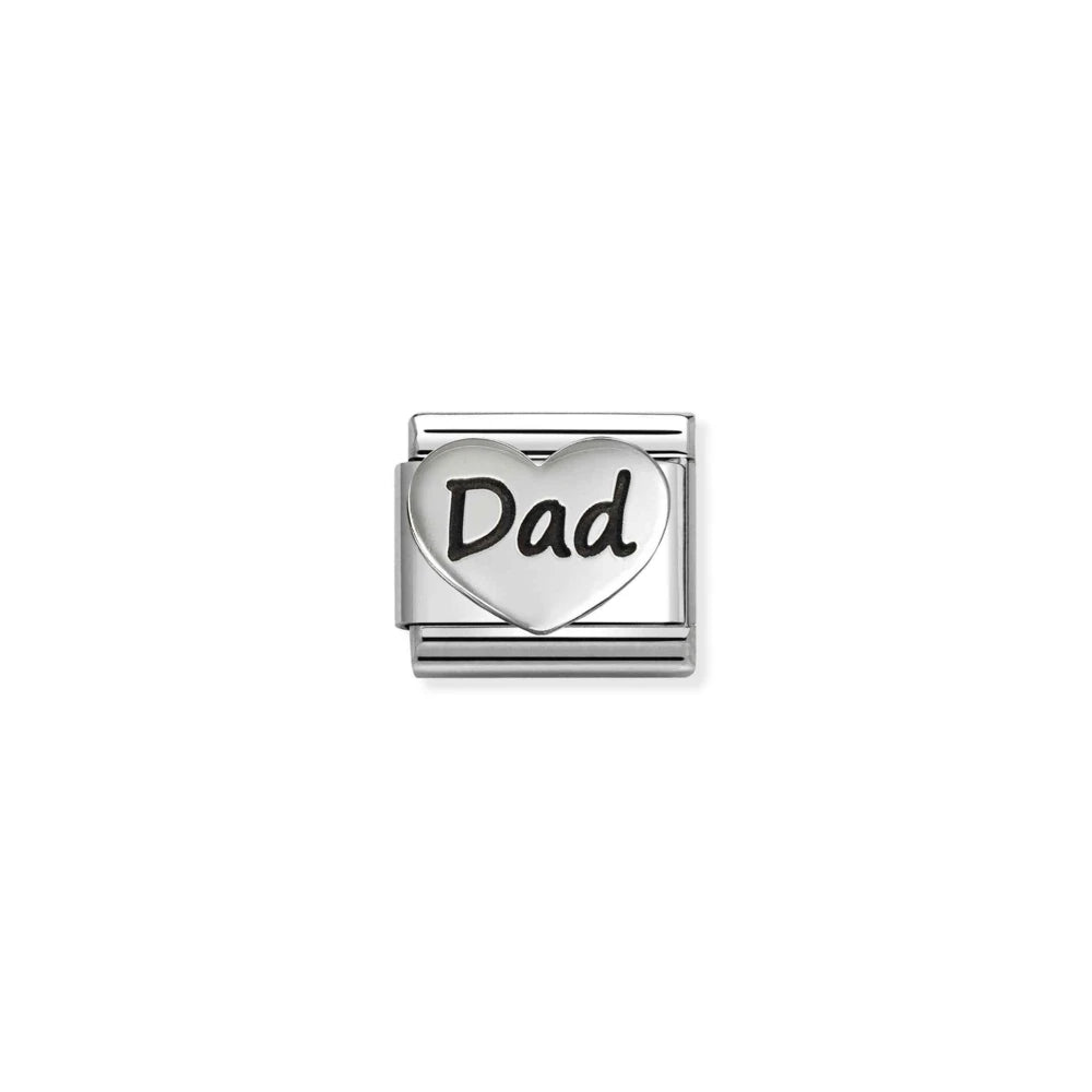 Dad in Raised Heart Link | Silver