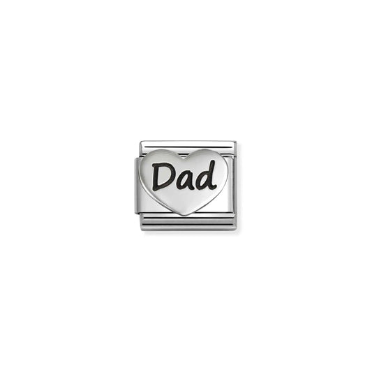 Dad in Raised Heart Link | Silver