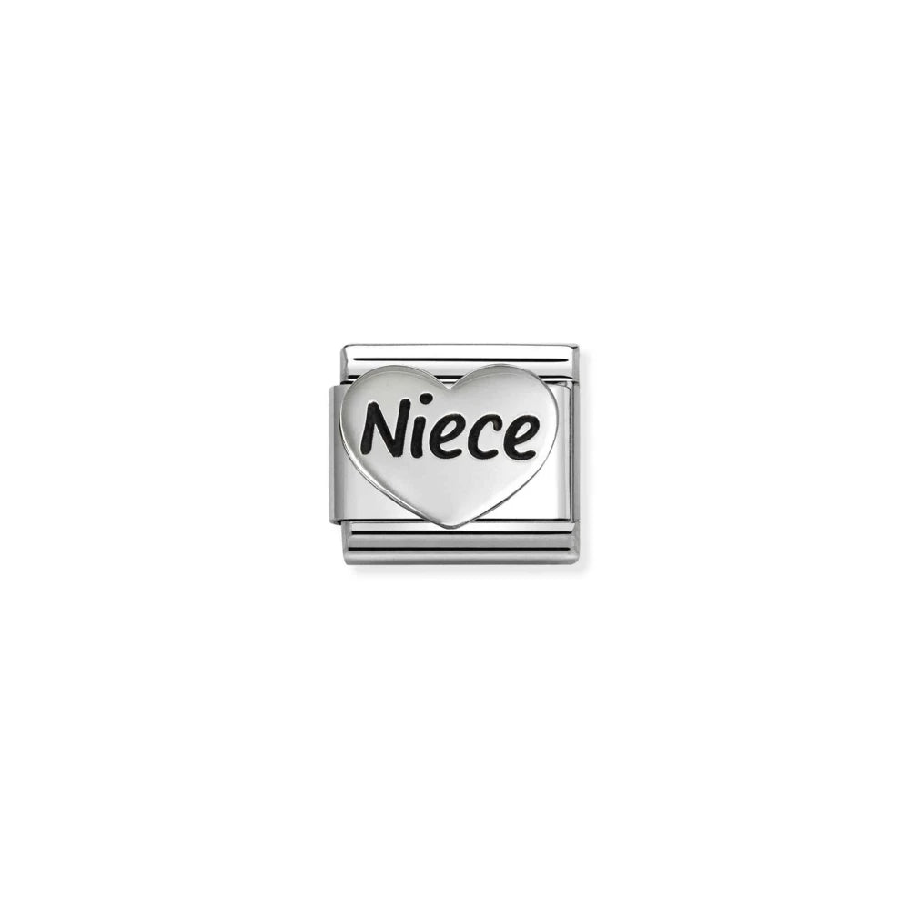 Niece in Raised Heart Link | Silver