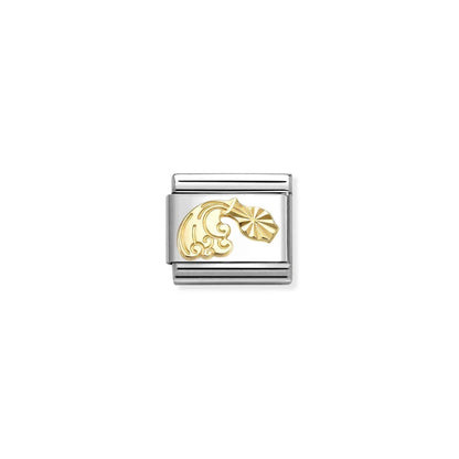 Diamond Coated Aquarius Star Sign Link | 18K Gold