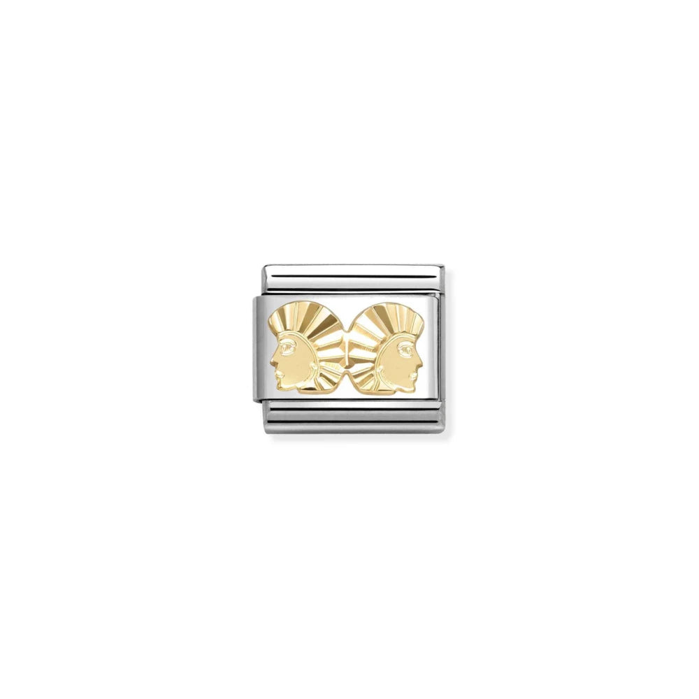 Diamond Coated Gemini Star Sign Link | 18K Gold