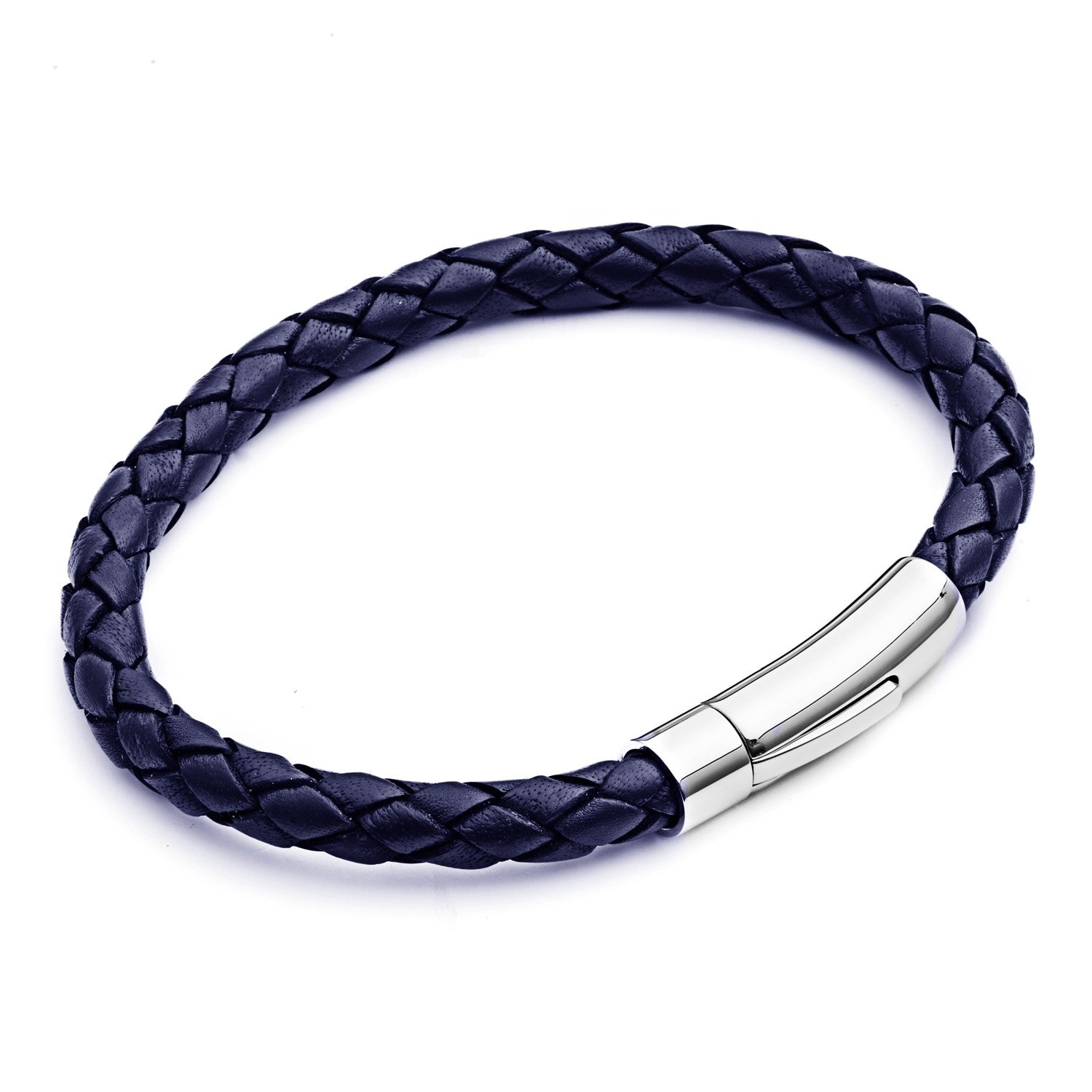 Stainless Steel & Demin Leather Woven Bracelet