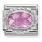 Pink CZ Oval Charm - Silver