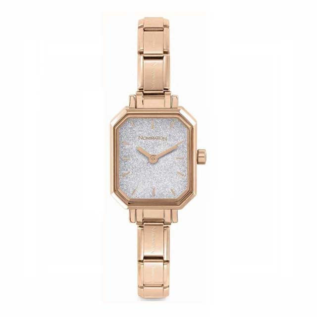 Rectangle Rose Gold & Silver Glitter | Composable Watch