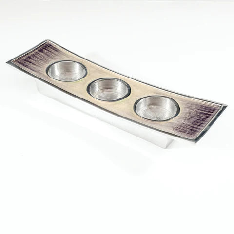 Brushed Silver Triple T-Light Holder