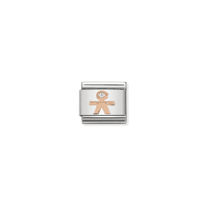 Little Boy Charm - 9K Rose Gold and CZ