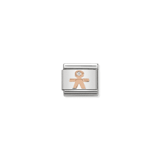 Little Boy Charm - 9K Rose Gold and CZ