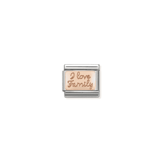 I Love Family Engraved Charm - 9K Rose Gold