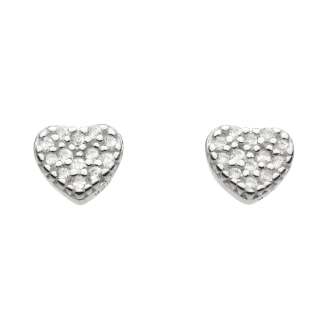 Small Cubic Zirconia Heart Stud Earrings