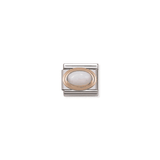 Pink Opal Oval Charm - 9K Rose Gold