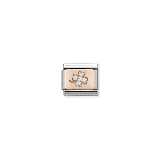 Four Leaf Clover Charm - 9K Rose Gold-CZ