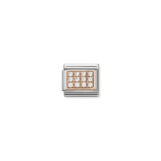 White Pave Charm - 9K Rose Gold and CZ