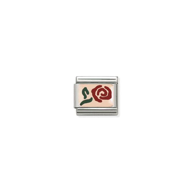 Red Rose Charm - 9K Rose Gold and Enamel