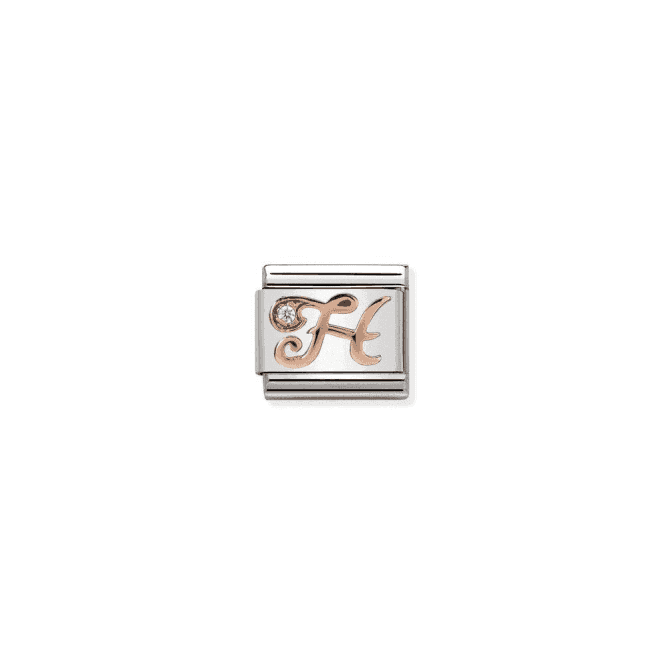 H Charm - 9K Rose Gold and CZ