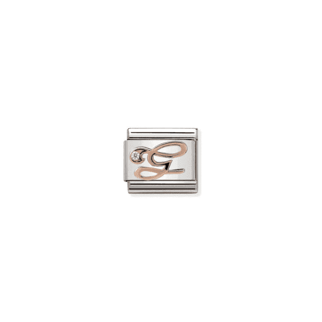 G Charm - 9K Rose Gold and CZ