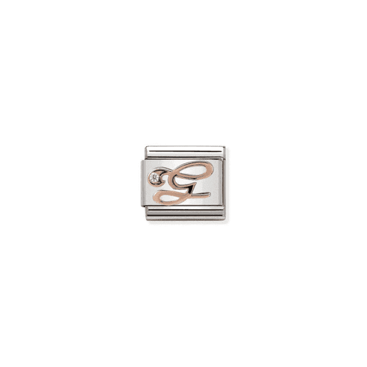 G Charm - 9K Rose Gold and CZ