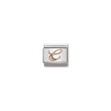 C Charm - 9K Rose Gold and CZ