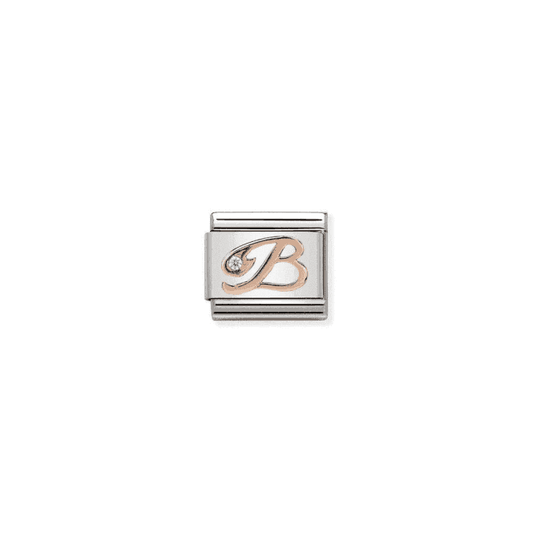 B Charm - 9K Rose Gold and CZ