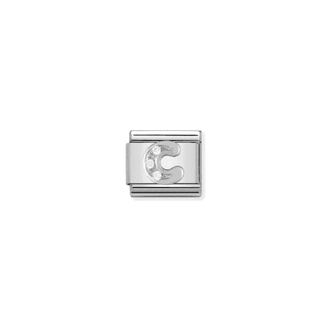 C Letter Charm - Silver-CZ